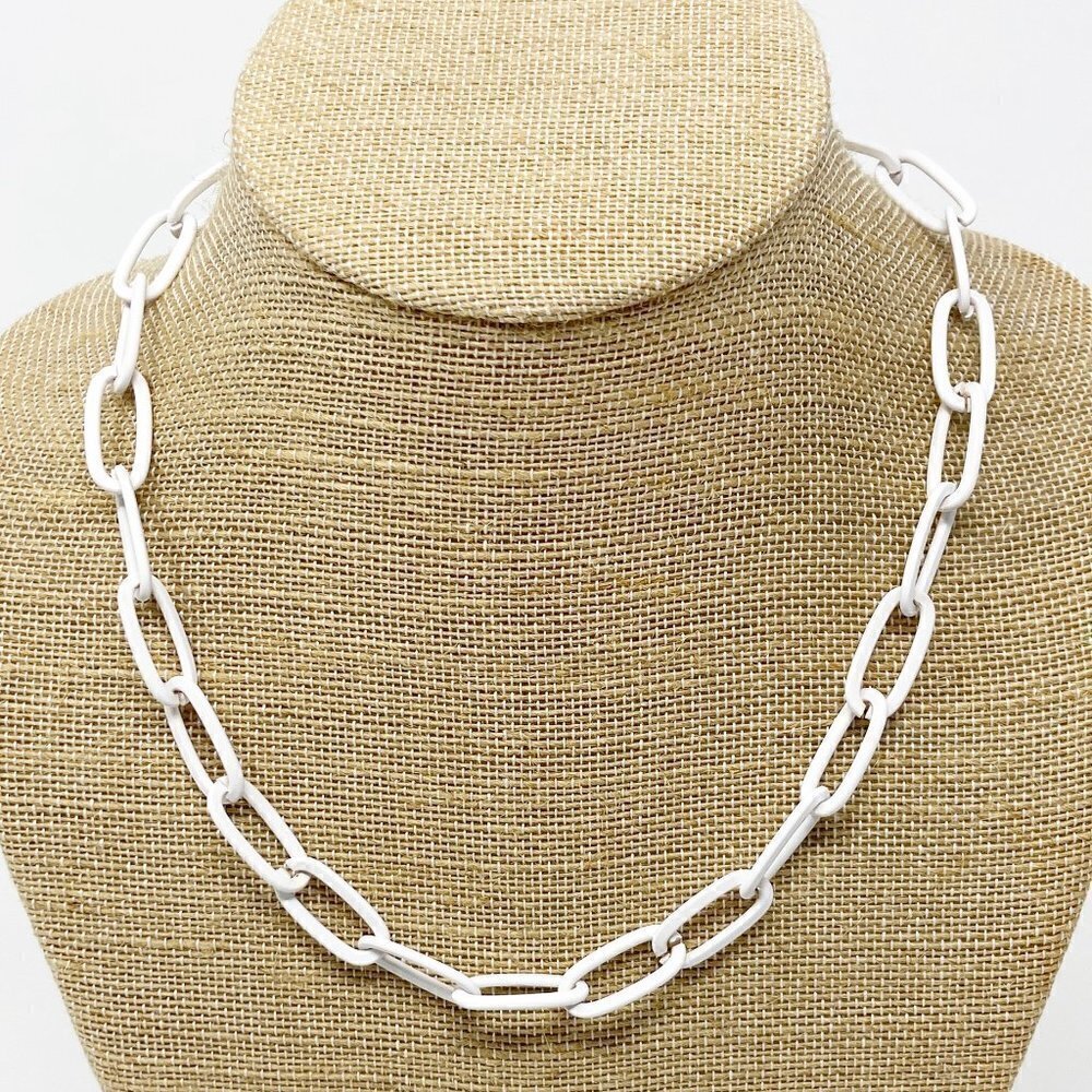 White Paper Clip Chain Necklace Matte White